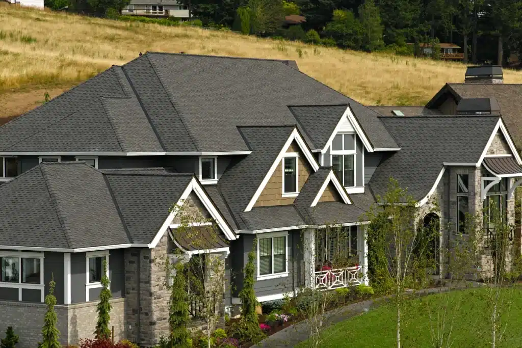 A house with CertainTeed's Presidential Shake dimensional shingles